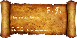 Hanzely Géza névjegykártya